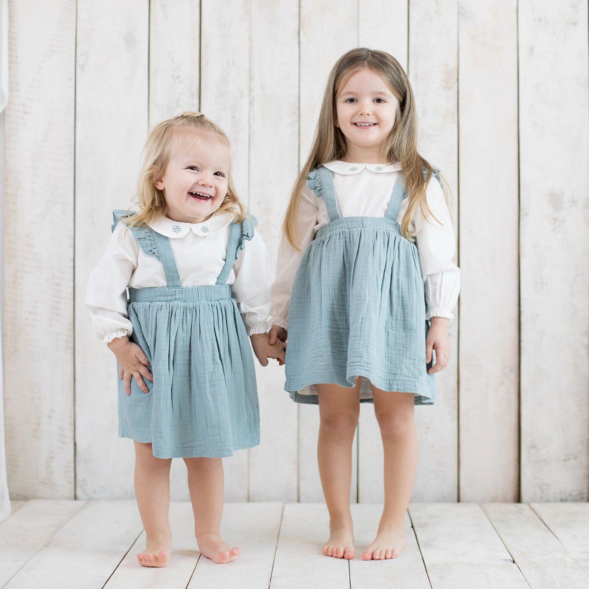 Bio-Musselin Babykleid Aqua mit Rüschen | OrganicEra | GOTS-zertifiziert & luftig leicht
