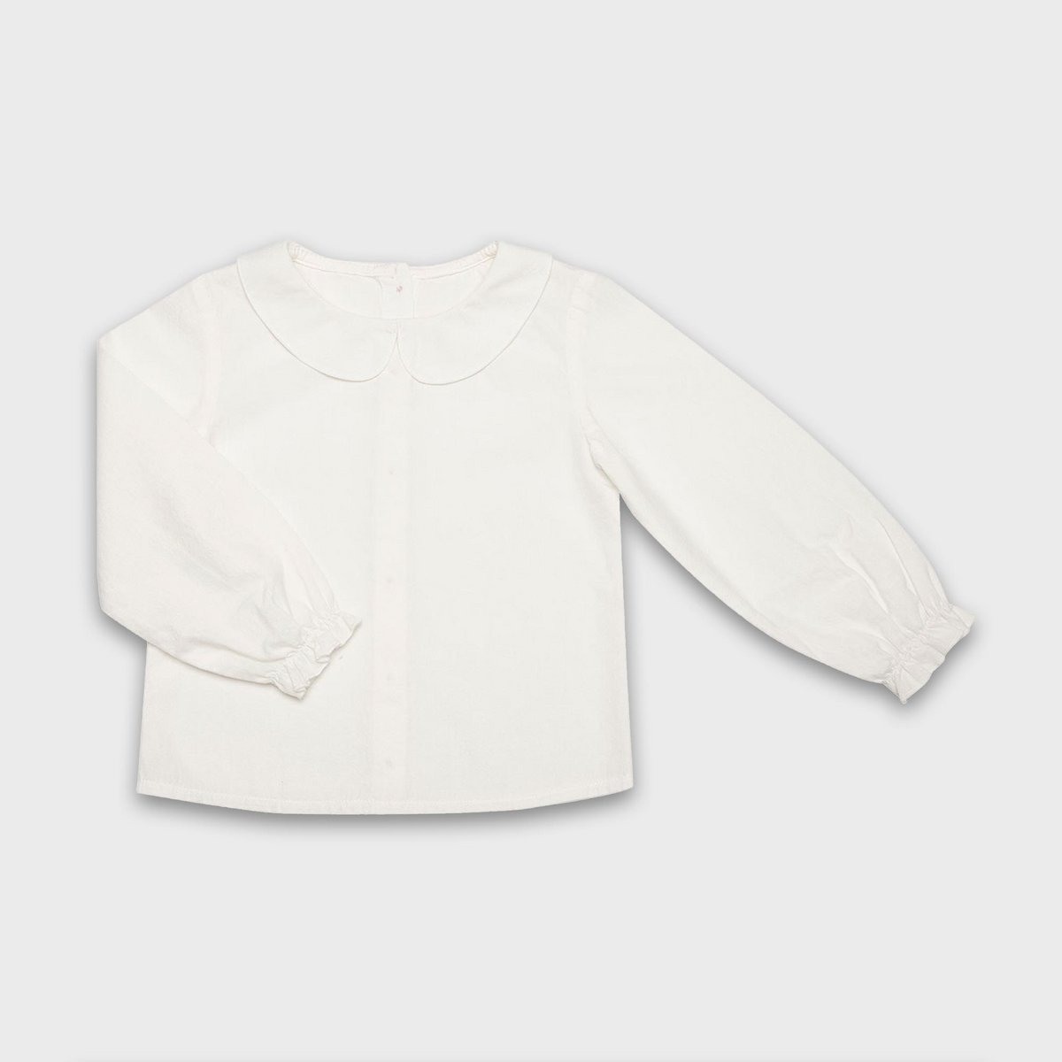 Mädchen Bluse aus Bio-Baumwolle mit Peter Pan Kragen – Weiß