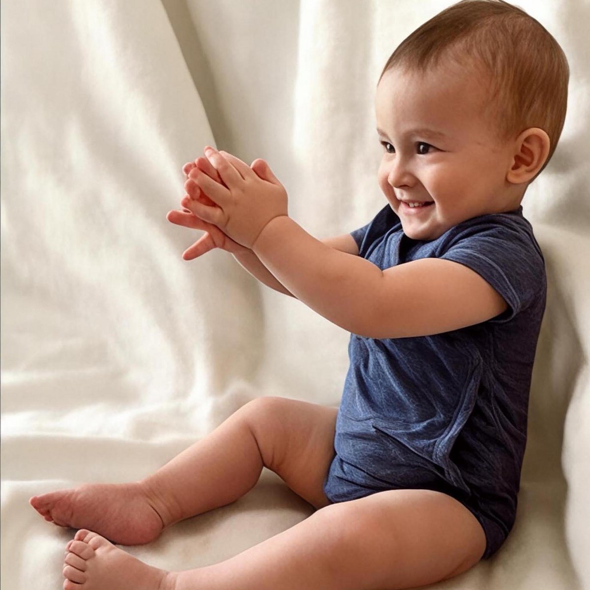 Bio-Kimono-Body für Babys in Indigo | OrganicEra