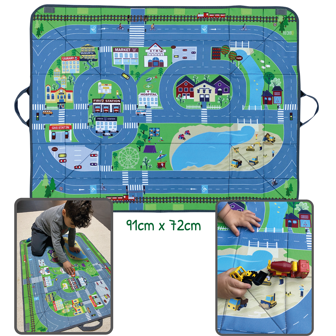 4-in-1 Auto Organizer & Spielteppich Stadt
