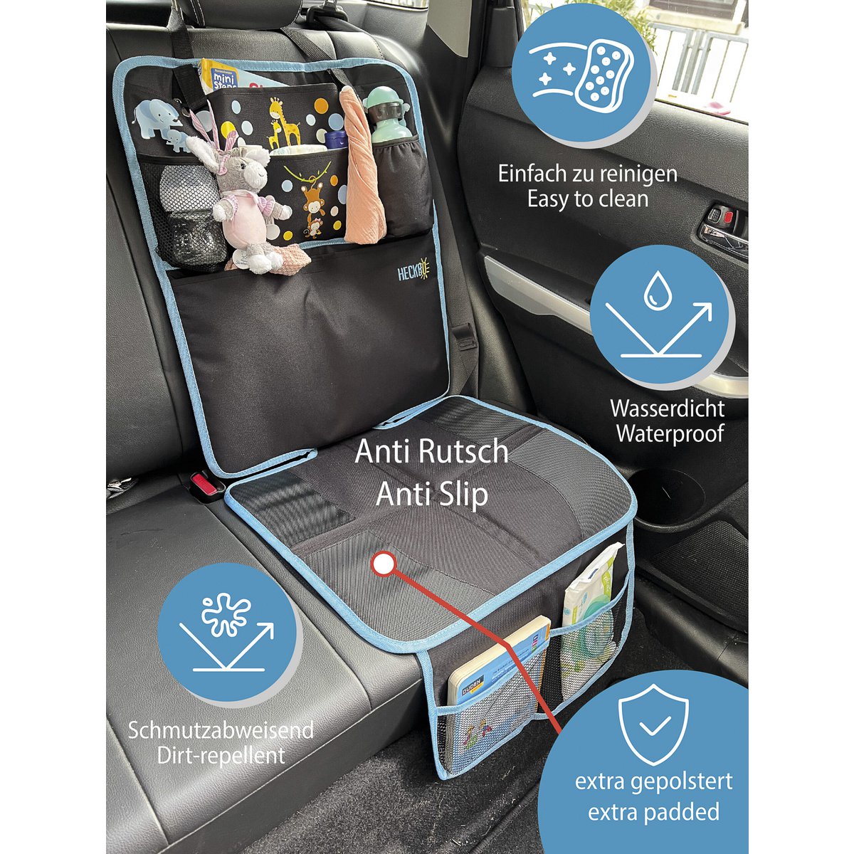 Autositz Sitzauflage Organizer Autobuddy Kinder Tiere Mama