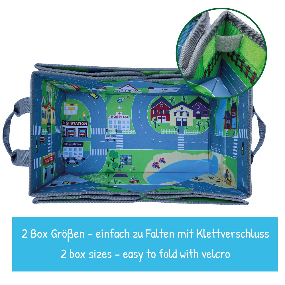 4-in-1 Auto Organizer & Spielteppich Stadt