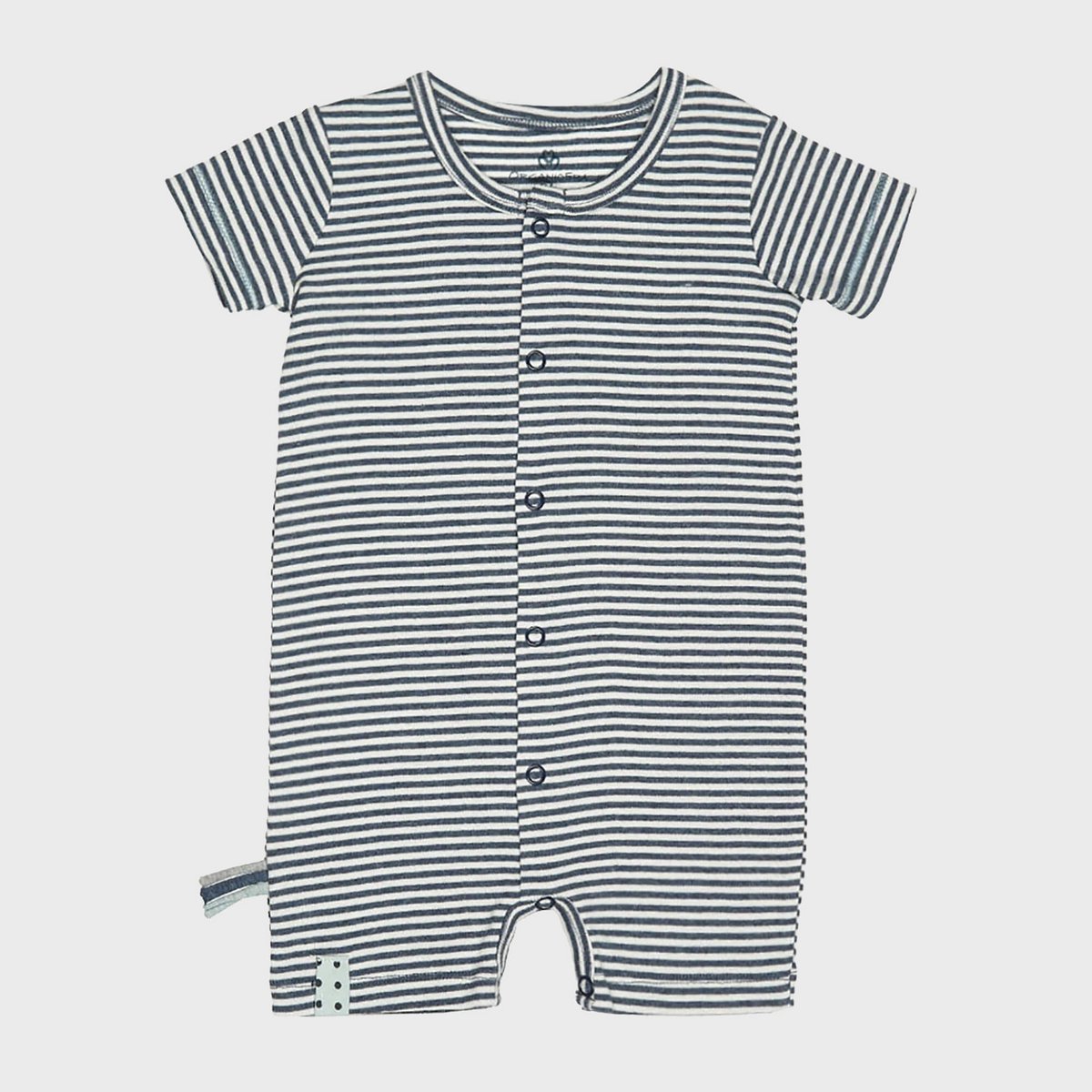 Bio-Baby-Strampler Indigo gestreift – weich & elastisch | OrganicEra