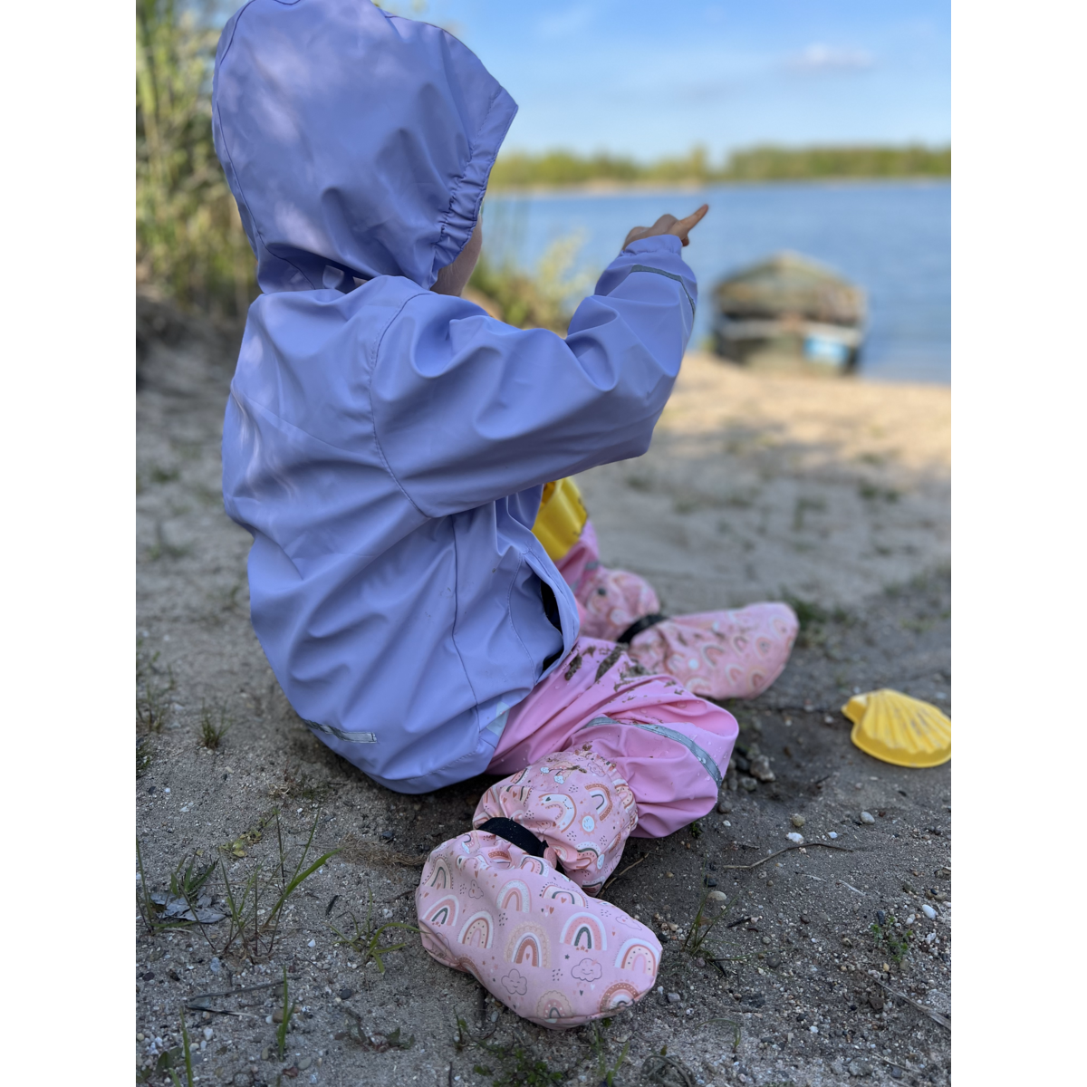 Baby Füßlinge mit Vlies Futter - Regenbogen
