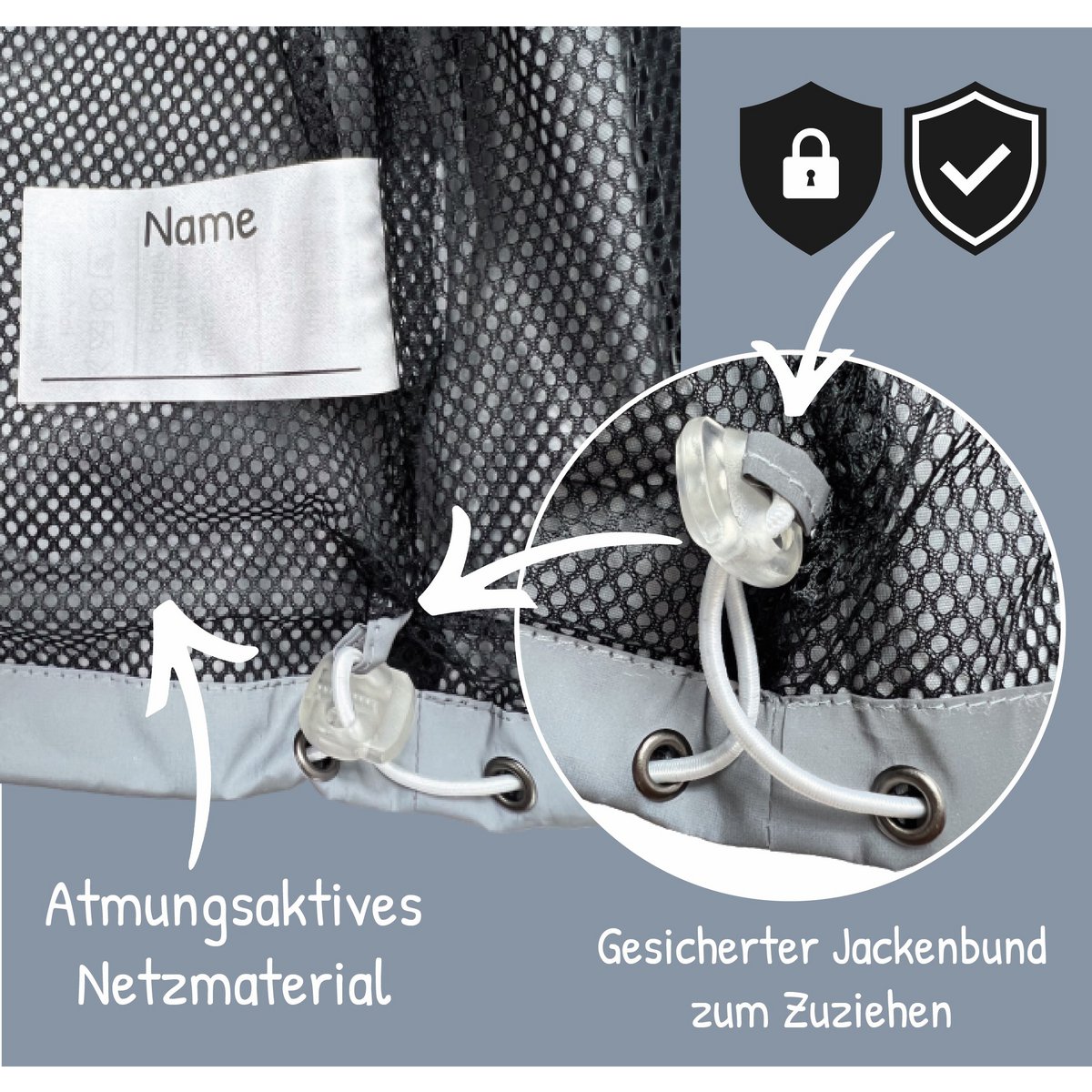 Reflektor-Regenjacke Dino für Kinder (3–6 Jahre)