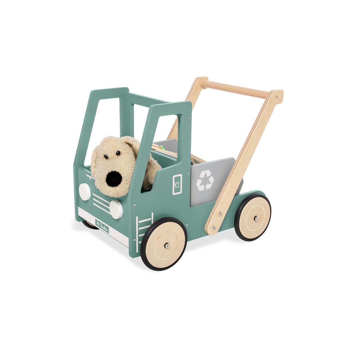 Lauflernwagen aus Holz mit Kippmulde | Kipplaster Fred grün – sicher & verspielt