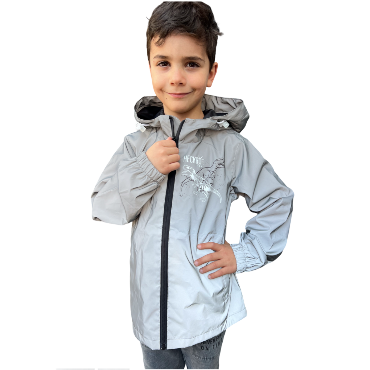 Reflektor-Regenjacke Dino für Kinder (3–6 Jahre)