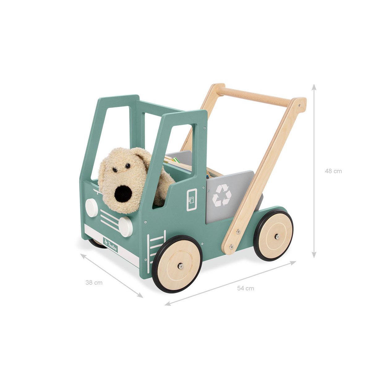 Lauflernwagen aus Holz mit Kippmulde | Kipplaster Fred grün – sicher & verspielt