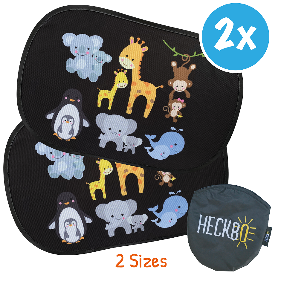 2er Set Auto Sonnenblenden "Baby Tiere mit Mama"