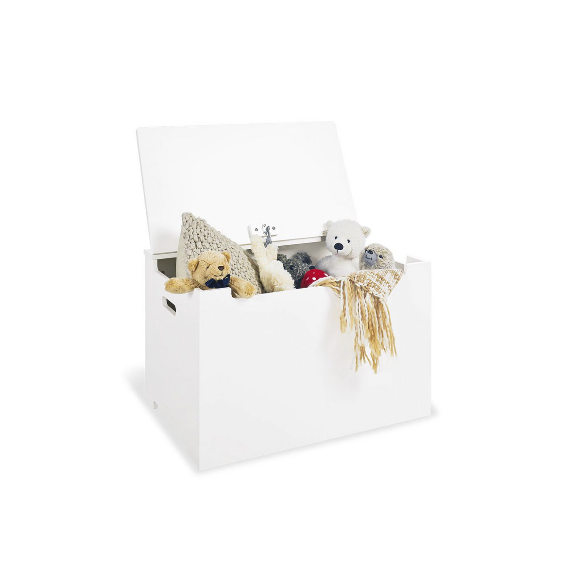 Aufbewahrungsbox aus Holz, weiß lackiert – mit Deckel & Sitzfunktion