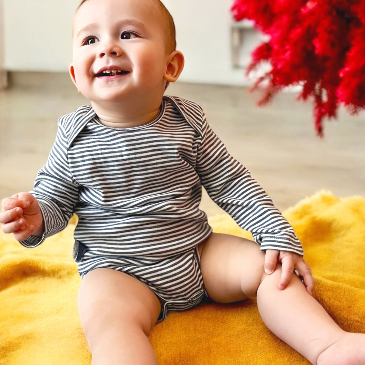 OrganicEra Baby Langarmbody Indigo gestreift | Bio-Baumwolle & GOTS-zertifiziert