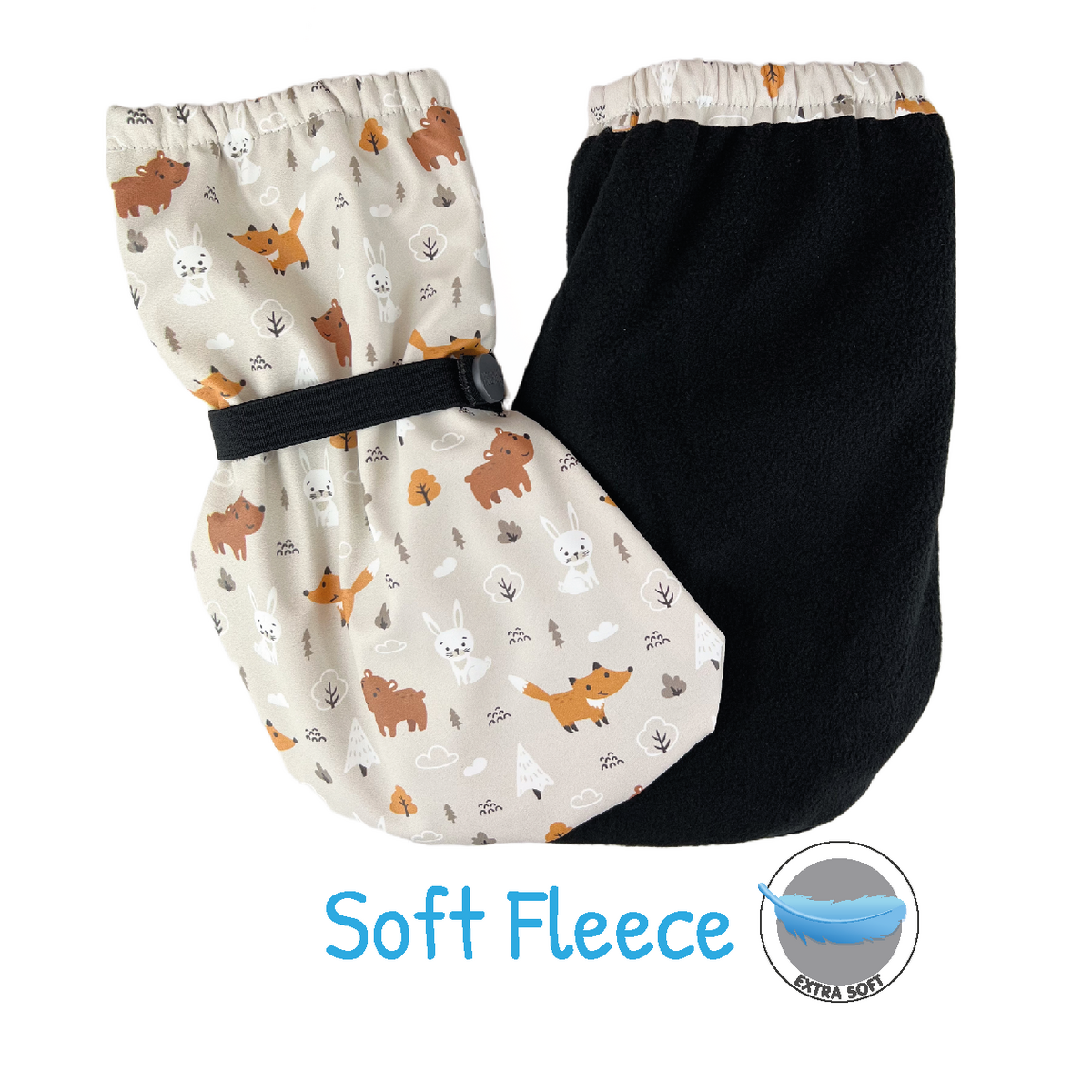 Baby Regenfüßlinge mit Vlies Futter - Waldtiere