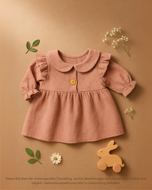 Bluse mit Rüschen, Zopfmuster, Tonrosa