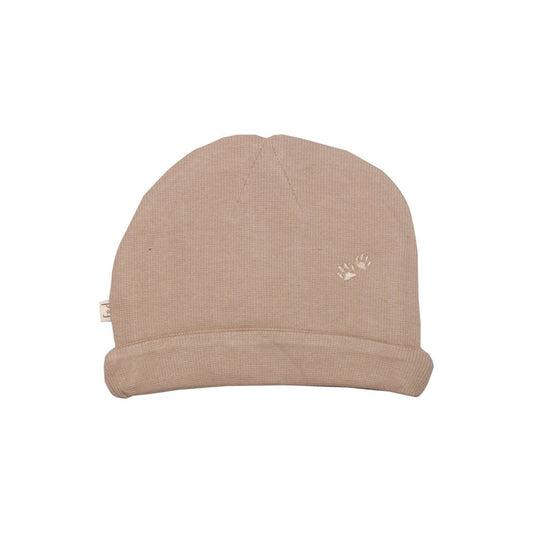 Bio-Baby-Beanie in Taupe | 2×2 Rippstrick aus Bio-Baumwolle | Frogs and Dogs