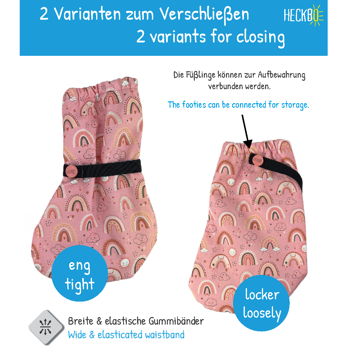 Baby Füßlinge mit Vlies Futter - Regenbogen