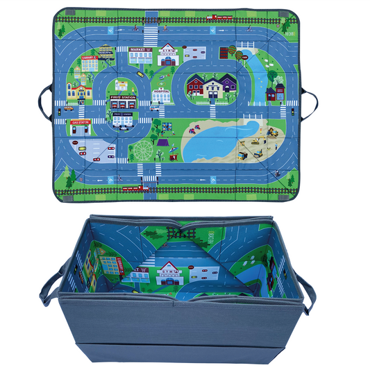 4-in-1 Auto Organizer & Spielteppich Stadt