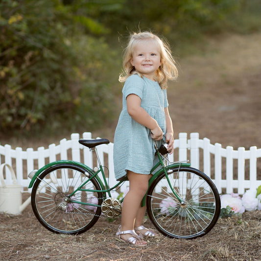 OrganicEra Bio-Musselin-Kurzarmkleid mit Glitzer, Aqua