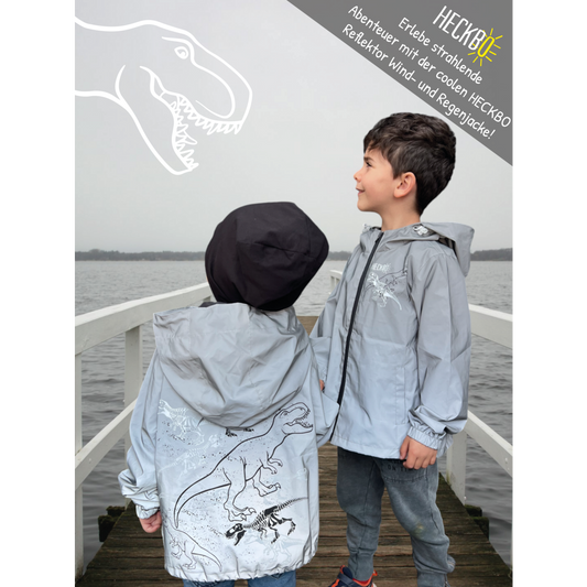 Reflektor-Regenjacke Dino für Kinder (3–6 Jahre)