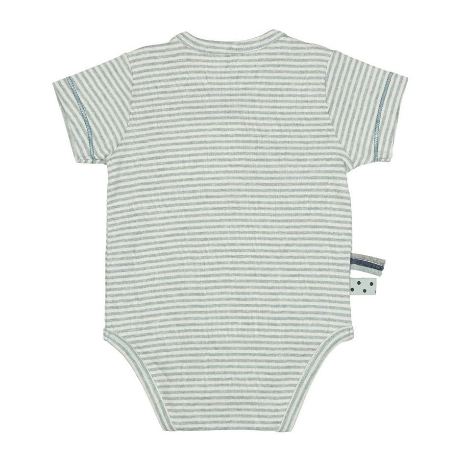 OrganicEra Organic Baby S/S Kimono Body, Aqua gestreift