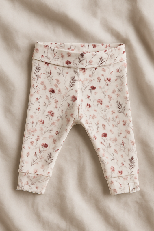 Babyhose für Neugeborene GOTS | Romantisches Blumenmuster – weich & bio